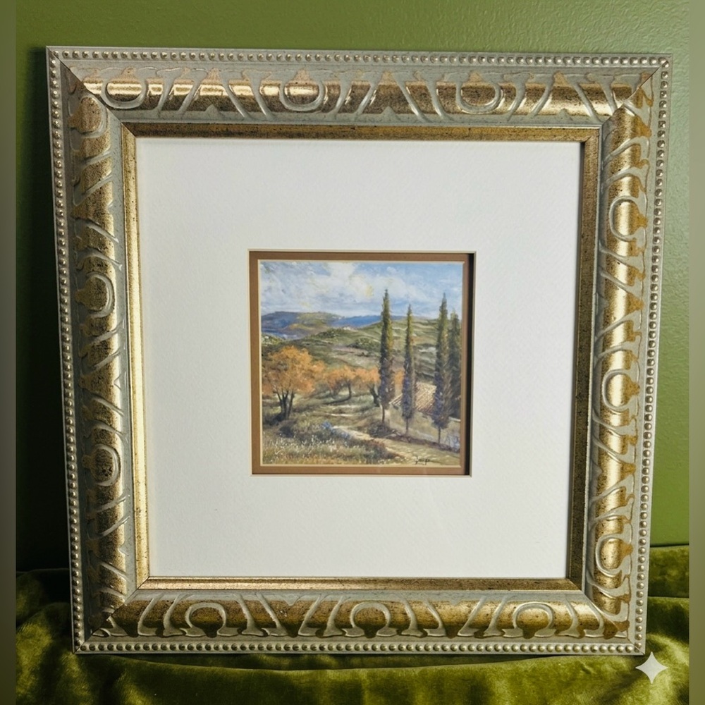 Beautifully Framed Montepalciano Michael Longo Art Print 16.5”x16.5”